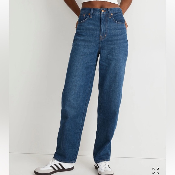 Madewell Baggy Straight Jeans in Dark Worn Indigo Wash EUC - Picture 4 of 6